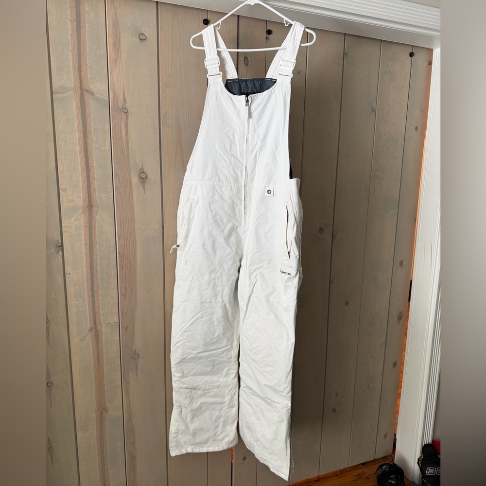 Women’s White Snow Bib Overalls